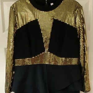 Black and Gold Peplum Dress